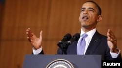 U.S. President Barack Obama speaks to students at the University of Indonesia in Jakarta.