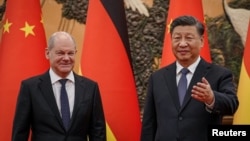 German Chancellor Olaf Scholz meets Chinese President Xi Jinping in Beijing on November 4, 2022.