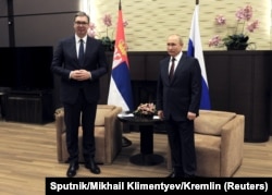 Russian President Vladimir Putin (right) meets with Serbian counterpart Aleksandar Vucic in Sochi, Russia, in November.