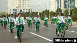 Turkmenistan holds mass bike rides to celebrate World Health Day on April 7 every year. 