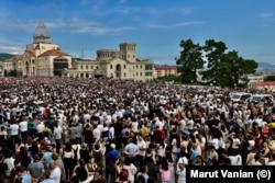 A protest against the blockade in Stepanakert on July 14.