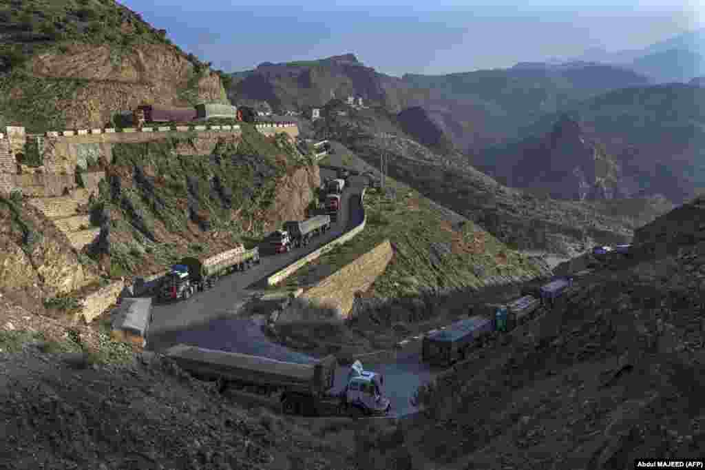 Trucks are seen lined up near the border. The same day as the firefight, the Pakistani military&nbsp;said&nbsp;four soldiers had been killed in clashes with militants in the northwestern Chitral district, which borders eastern Afghanistan.&nbsp;