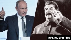 Although Soviet dictator Josef Stalin died 70 years ago, his presence seems ubiquitous in the increasingly authoritarian Russia of Vladimir Putin. (composite photo)