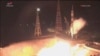 A Soyuz MS-23 spacecraft blasts off from the launchpad at the Baikonur Cosmodrome in Kazakhstan on February 24. 