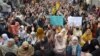 People protest against election results in the Pakistani city of Quetta in northern Balochistan on February 11. 