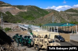 An Azerbaijani checkpoint at the entry of the Lachin Corridor, pictured on May.