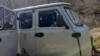 The vehicle that ethnic Armenian authorities in Nagorno-Karabakh say was shot at on March 5.