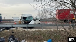 Authorities cited a punctured tire as the cause of the accident. The driver lost control of the vehicle and the van hit the guardrail.