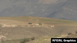 An Azerbaijani military post near the Armenian border is seen from the village of Tegh. (file photo)