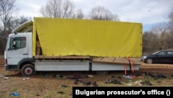 Eighteen migrants from Afghanistan were found dead in this van near Sofia on February 17.