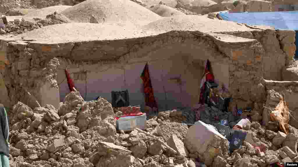 A view of a house damaged in the series of quakes.