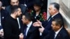 Ukrainian President Volodymyr Zelenskiy (left) talks with Viktor Orban at the inauguration of new Argentinian President Javier Milei in Buenos Aires on December 10. The Hungarian prime minister is seen as the main stumbling block to Kyiv getting the green light this week to start EU accession talks. 