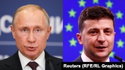 A combination file photo of Russian President Vladimir Putin (left) and Ukrainian President Volodymyr Zelenskiy 