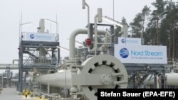 A landing station for the Baltic Sea pipeline Nord Stream 2 in Lubmin, Germany