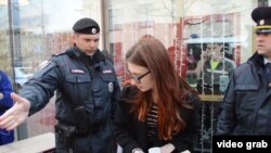 Demonstrators are arrested in Moscow earlier this month for delivering a petition demanding an investigation into the persecution of gay men in Chechnya.