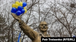 An anti-war protest in support of Ukraine in Almaty, Kazakhstan, on March 6.