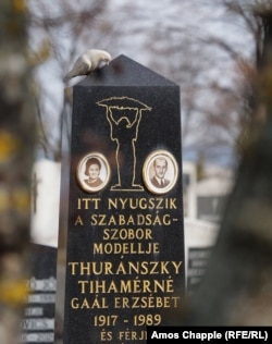 The tombstone of Erzsebet Gaal in Sopron, western Hungary, which she shares with her husband.