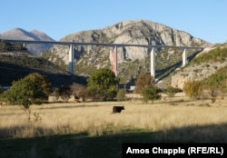 A bridge of the highway just north of Podgorica