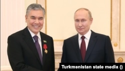 Gurbanguly Berdymukhammedov meets Russian President Vladimir Putin in Moscow last month.