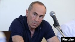 Former President Robert Kocharian attends a hearing at the Court of Appeals in Yerevan on June 12.