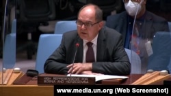 The High representative for Bosnia and Herzegovina, Christian Schmidt, addresses the UN Security Council in New York on May 11.