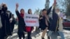 Afghan women protest against the recent attack in Kabul on October 1.