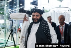 First Deputy Chairman of the Afghan Chamber of Commerce and Investment Mohammad Yonus Momand attends the St. Petersburg International Economic Forum in St. Petersburg, Russia, in June 2022.