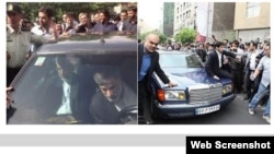 A screenshot from a hard-line Iranian pro-establishment website highlighting the difference between the cars used by Akbar Hashemi Rafsanjani (right) and Said Jalili. 