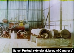 Bamboo trunks lay inside steam tubes in a workshop near Batumi. After steaming, the bamboo would soften enough to be curved into the shapes needed to make furniture.