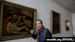 Uzbek art restorer Dilshod Azizov who discovered a painting that is said to be by the Renaissance master Paolo Veronese. 