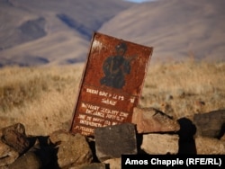 A sign in Ani, eastern Turkey, warns of a closed military area alongside the border with Armenia.