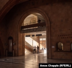 The train station in Gyumri, a northern Armenian city 10 kilometers from the border with Turkey