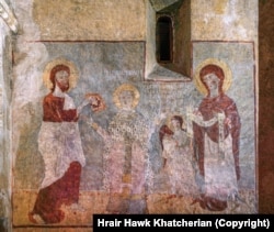 A fresco inside Dadivank Monastery.