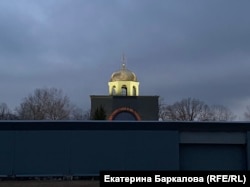 A special chapel for Wagner fighters is behind a high fence.