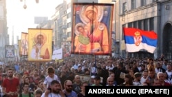 Serbia's Orthodox Christians March Against EuroPride Event