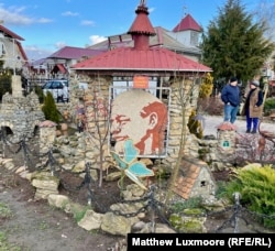 A mural to communist revolutionary Vladimir Lenin outside a house in Privolnoye, Mikhail Gorbachev's hometown.