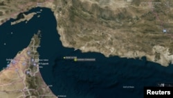 Location of tanker incidents in the Gulf of Oman