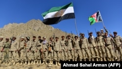 Afghan resistance forces take part in military training in the Dara district of Panjshir Province. (file photo)