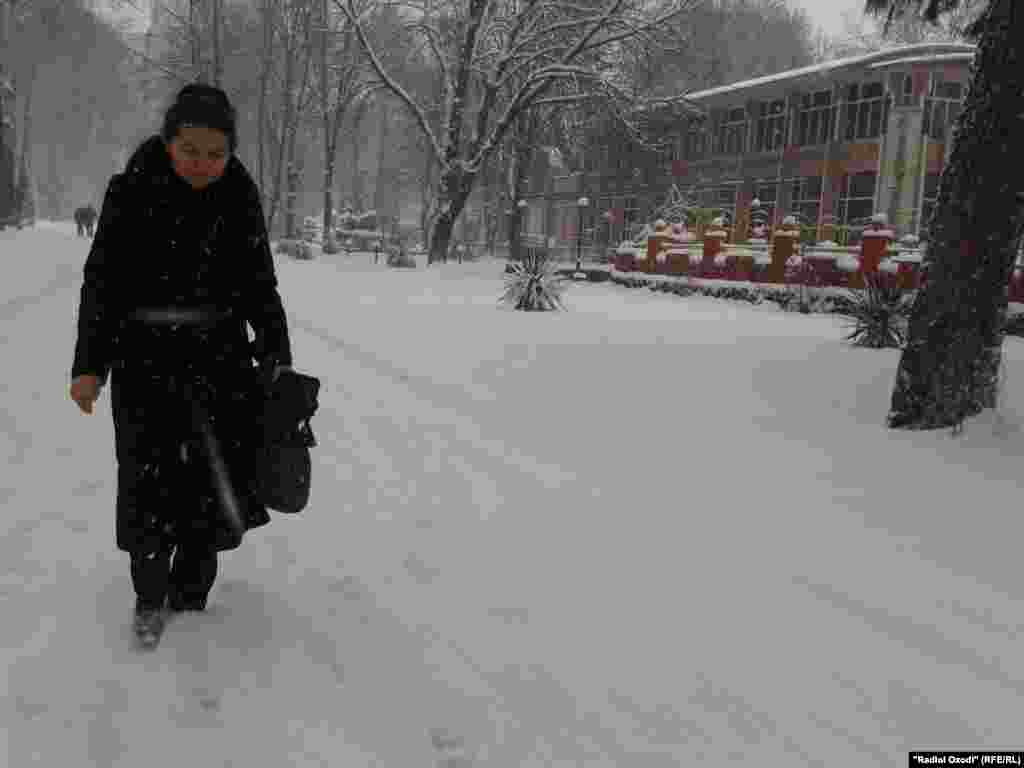 Pedestrians take to the streets in Dushanbe, Tajikistan.