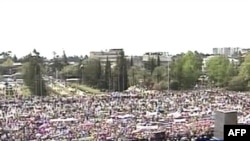 Russia's NTV showing the rally in Sukhumi