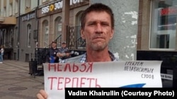 Vadim Khairullin was sentenced in August for holding three one-person pickets last year to support jailed opposition politician Aleksei Navalny.