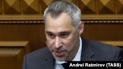 Ukrainian Prosecutor-General Ruslan Ryaboshapka speaks to parliament in Kyiv on March 5.