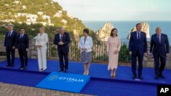 Foreign ministers from the Group of Seven leading industrialized nations meet on the island of Capri, Italy, on April 18.