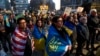 People rally in Philadelphia in support of Ukraine ahead of US President Donald Trump's address to a joint session of Congress on March 4.