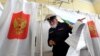 A naval cadet leaves a voting booth in Vladivostok on September 17.