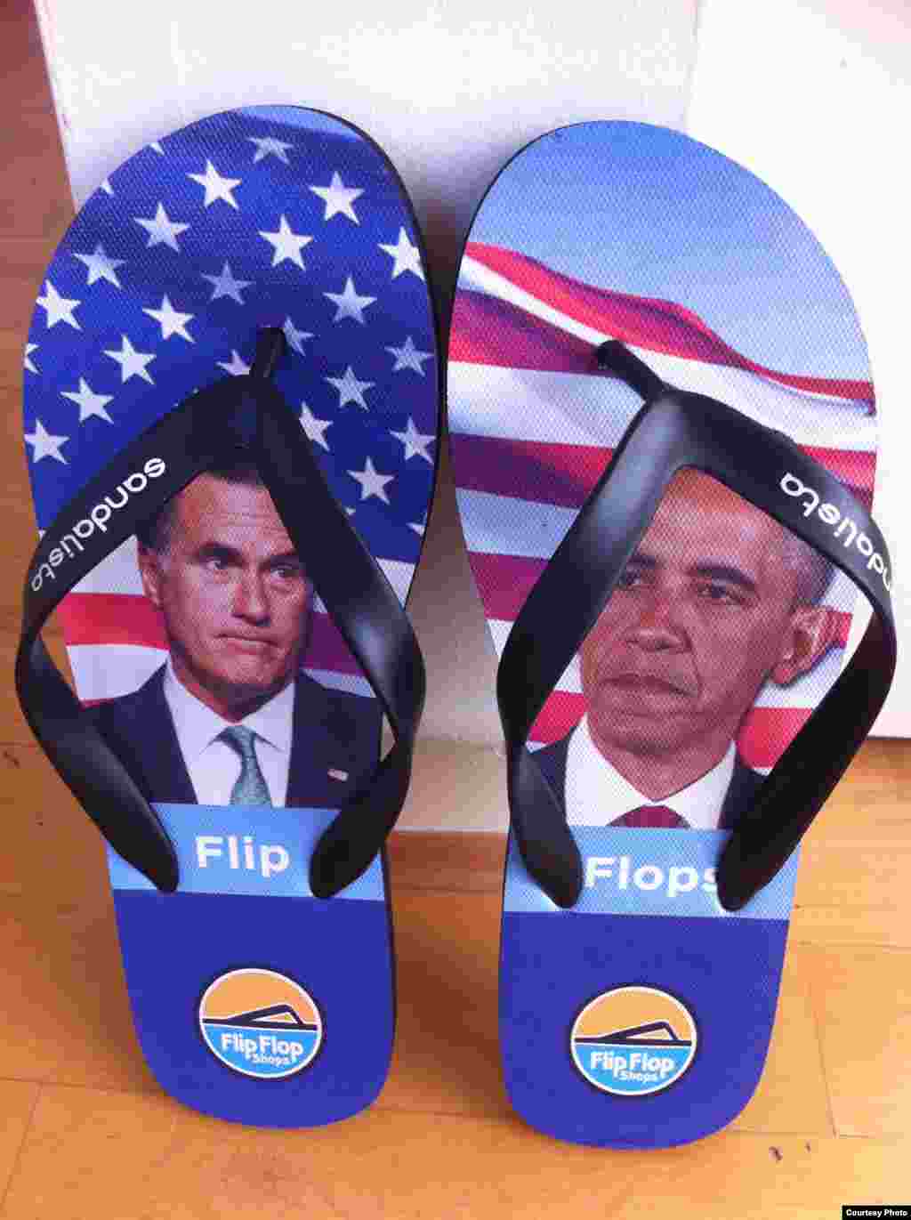 Obama and Romney flip-flop sandals