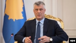 Kosovo President Hashim Thaci called the proposal "a normal step of a sovereign and independent state." (file photo)