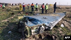 The wreckage of the plane crash outside Tehran in January 2020