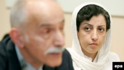 Narges Mohammadi (right) is pictured in 2008. She is currently in Tehran's Evin prison serving a 16-year sentence.