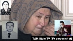 The mother of a suspected militant pleads with her son in a statement broadcast by Tajik state TV.